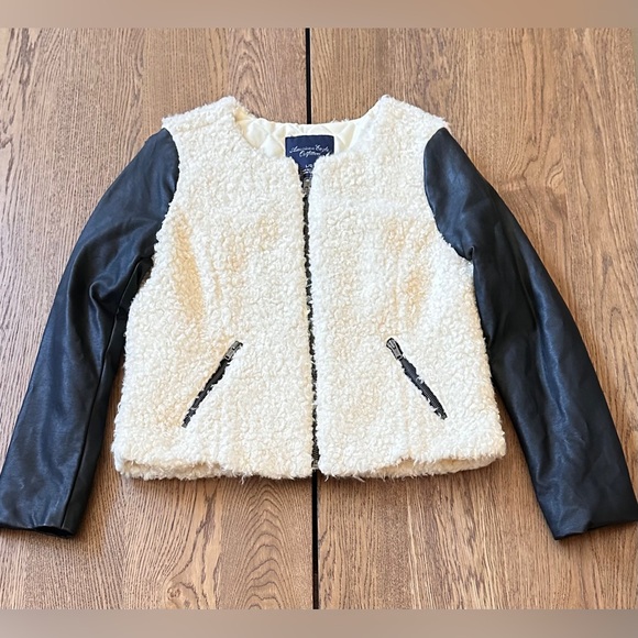 American Eagle Outfitters Black and Cream Teddy Jacket LARGE - Picture 14 of 14